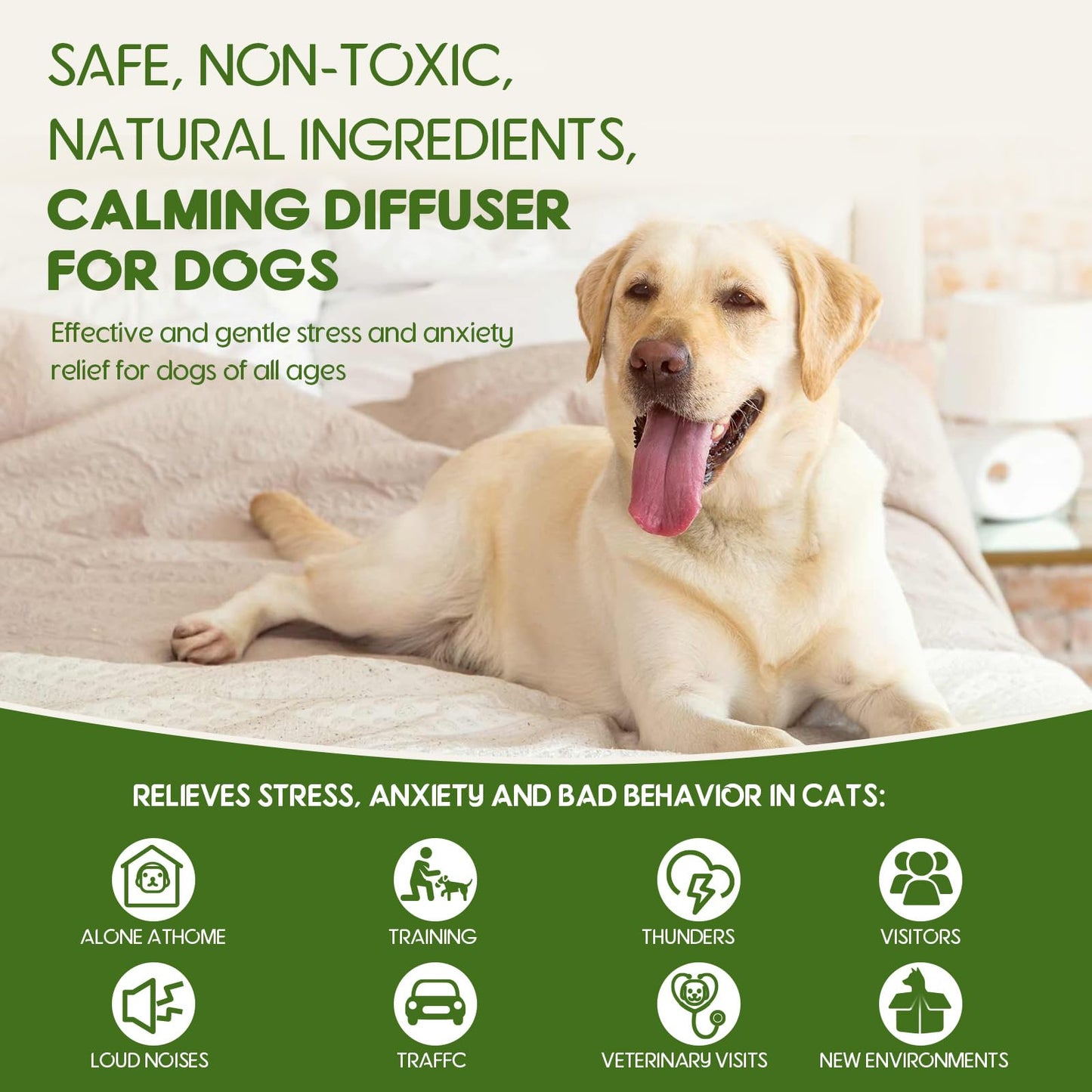 80S Pheromone Diffuser for Dogs, Dog Calming Pheromone Plug Diffuser, 30 Days Continuous Stress & Anxiety Relief for Dogs, Barking, Fear of Fireworks & Thunderstorms