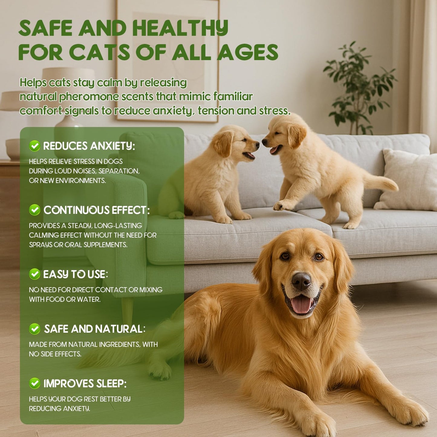 80S Pheromone Diffuser for Dogs, Dog Calming Pheromone Plug Diffuser, 30 Days Continuous Stress & Anxiety Relief for Dogs, Barking, Fear of Fireworks & Thunderstorms