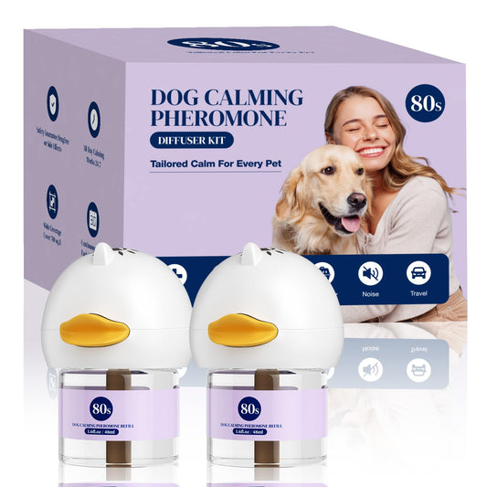 80S Pheromone Diffuser for Dogs, Dog Calming Pheromone Plug Diffuser, 30 Days Continuous Stress & Anxiety Relief for Dogs, Barking, Fear of Fireworks & Thunderstorms