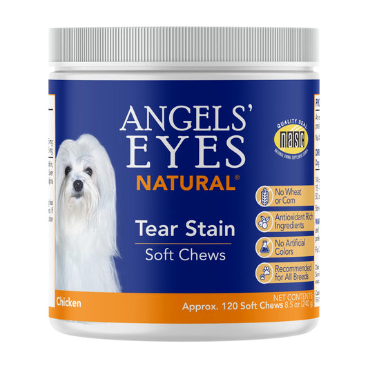 ANGELS' EYES Natural Tear Stain Prevention Soft Chews for Dogs | Chicken Flavor| For All Breeds | No Wheat No Corn | Daily Supplement | Proprietary Formula