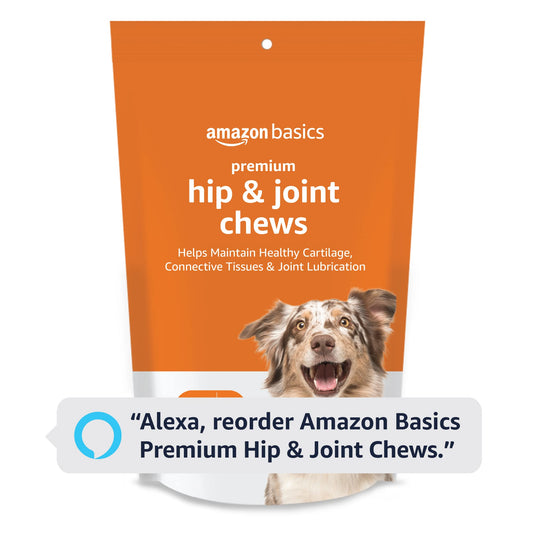 Amazon Basics Premium Dog Hip & Joint Supplement Chews with EPA and DHA, Chicken Liver Flavor, 60 Count (Previously Solimo)